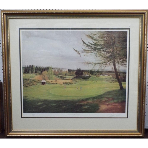 706 - Graeme W Baxter (20th century British) - Signed coloured limited edition print of a golfing scene at... 