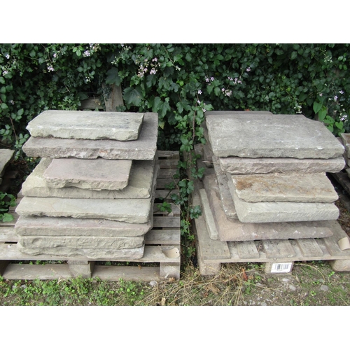 78 - Eight pallets of high quality natural stone flags, all of the same composition, with well cut edges,... 