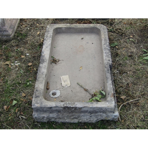 94 - An antique natural stone sink/shallow trough, with drain hole, 100cm x 55cm