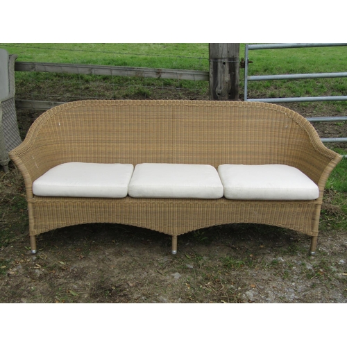 80 - Caneline wicker terrace sofa, 190cm long with matching occasional table