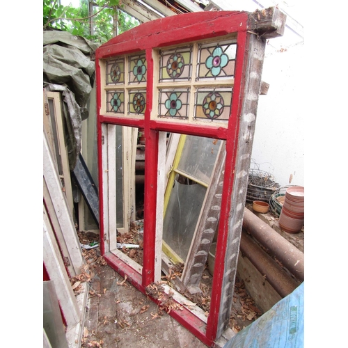 412 - Six late Victorian/early Edwardian window frames, various sizes, 175cm x 120cm and smaller