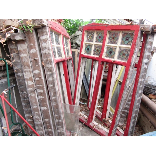 412 - Six late Victorian/early Edwardian window frames, various sizes, 175cm x 120cm and smaller