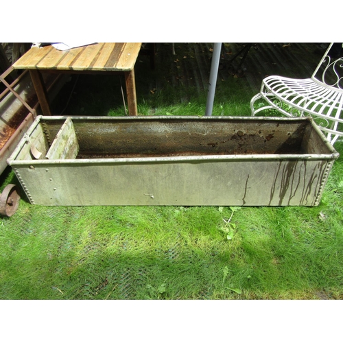 179 - A vintage galvanised iron water trough, 183cm long