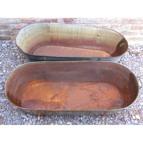 180 - A pair of vintage iron baths, 120cm long