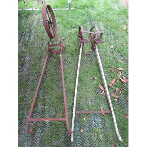 207 - Two vintage garden push hoes