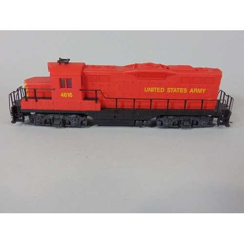 188 - Box of mixed HO locomotives, unboxed, some repainted together with a Walthers diesel locomotive 4616... 