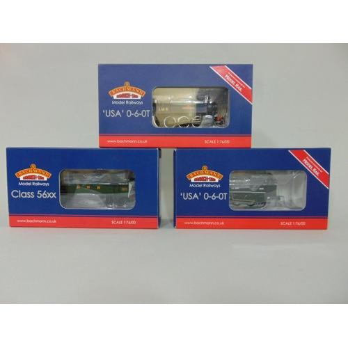 87 - 3 Bachmann boxed locomotives: 32-084 class 56XX 6677 with GWR green livery, MR-101 1968 US Army Tran... 