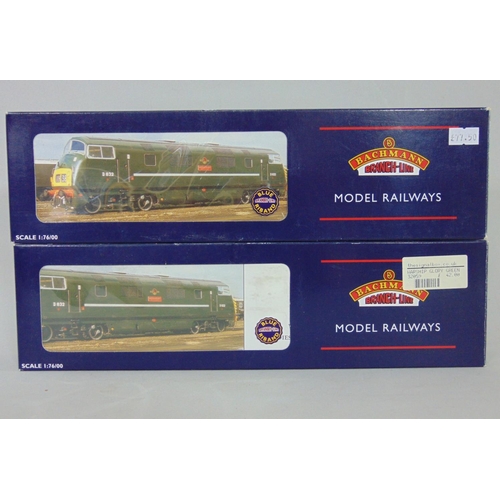 99 - 2 Bachmann Class 42 Warship Diesel locomotives: 32-059  'Glory' D818 in green and 32-060 'Vanguard' ... 