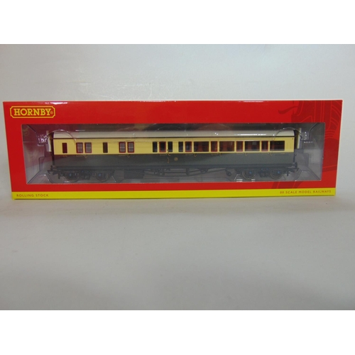 11 - 6 Hornby coaches,all GWR Collett corridor type in dark chocolate / cream livery, in original boxes (... 