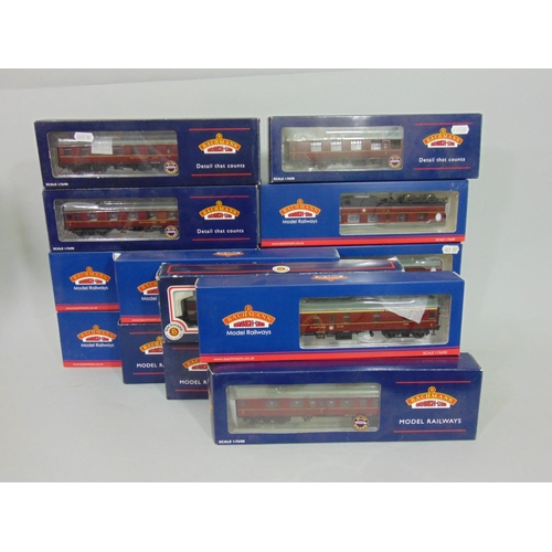 86 - 15 Bachmann coaches all maroon livery, mostly BR Mk1, all boxed with original packaging (15)