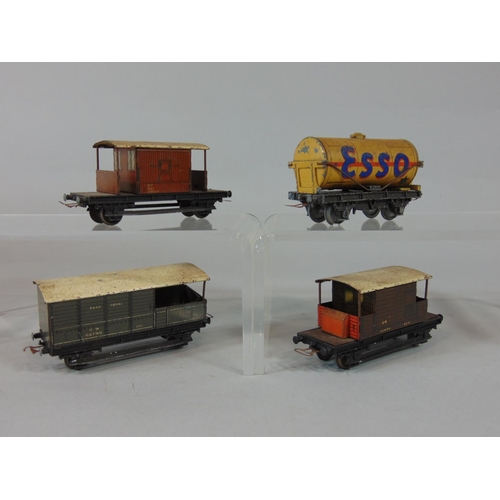 131 - 4 pre-war Hornby dublo wagons including 'Park Royal' van marked GW 68796, a Southern Railway brake v... 