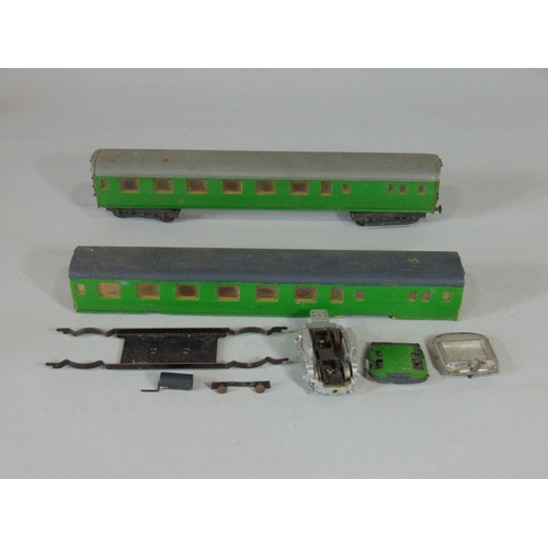 150 - Ambric DMU carriages: 3 trailer car and one powered car together with 2  (AF) hand painted wooden fr... 