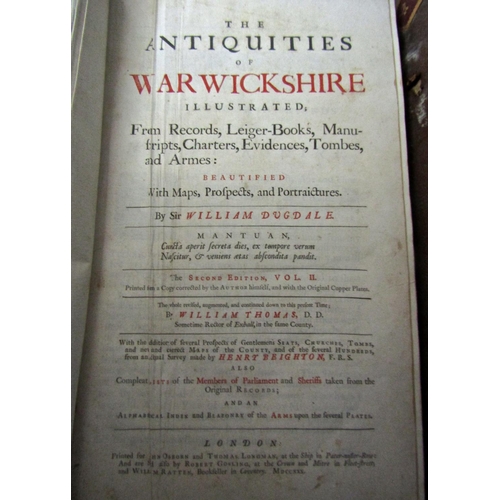 253 - Sir William Dugdale - The Antiquities of Warwickshire, 2nd edition, two volumes, 1730, leather bound... 