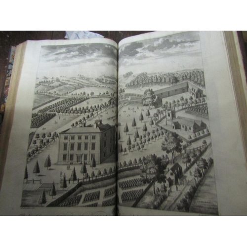 253 - Sir William Dugdale - The Antiquities of Warwickshire, 2nd edition, two volumes, 1730, leather bound... 