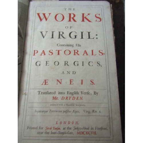 259 - Dryden – The Works of Virgil, leather bound 1697, printed for Jacob Tonson, adorned with a hundred s... 