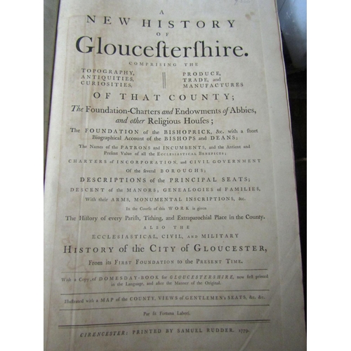 260 - Samuel Rudder - A New History of Gloucestershire 1779, with map and illustrations, leather bound