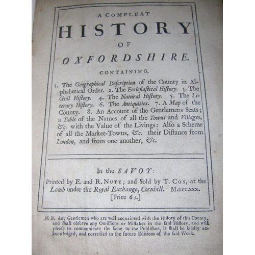 265 - A Complete History of Oxfordshire c.1700 - complete with map by Robert Morden, leather bound