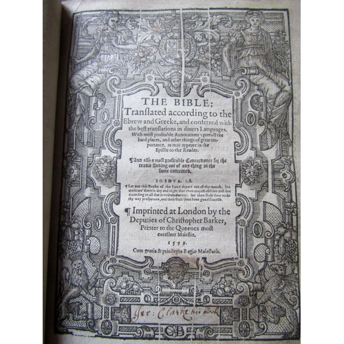 286 - 16th Century Holy Bible - Printed in London, Christopher Barker, 1599