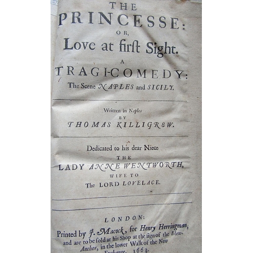 297 - Thomas Killigrew - The Prinesse or Love at First Sight, a tragic comedy, leather bound, 1663, first ... 