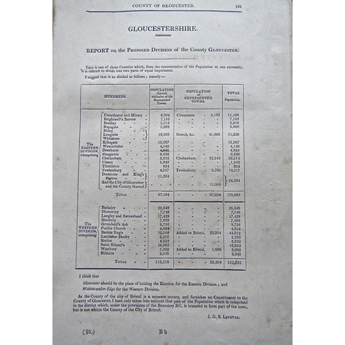 318 - Proposed Division of the Country of Gloucestershire with hand coloured maps, 1832