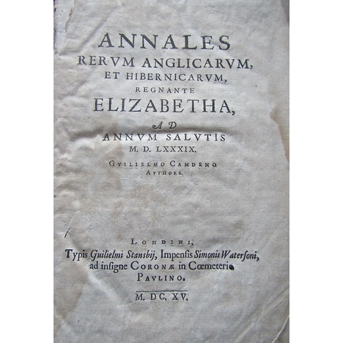 326 - Guilielmo Camdeno - Annales Rerum Anglicarum et Hiberuicarum Regnante Elizabeth AD Annum Salutis, 15... 