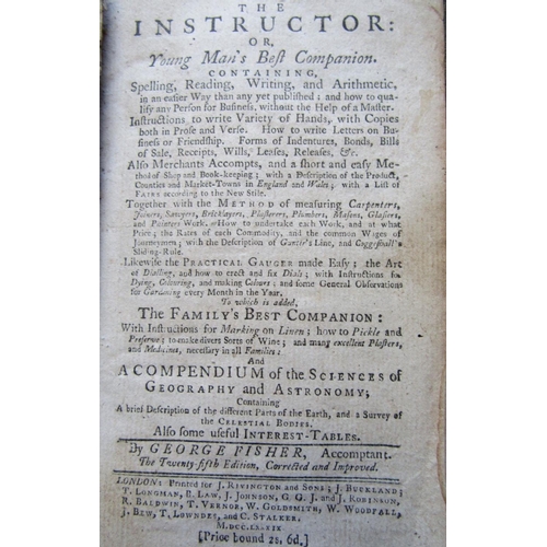 335 - George Fisher - The Instructor or a Young Mans Best Companion, 25th edition, c.1795; A  Short Introd... 