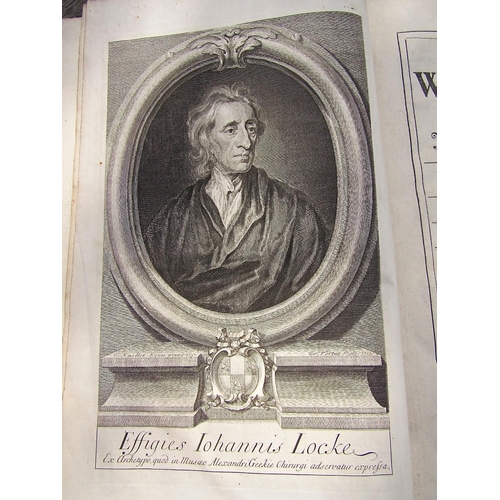 345 - John Locke - The Works of, three volumes, leather bound, 2nd edition, 1722