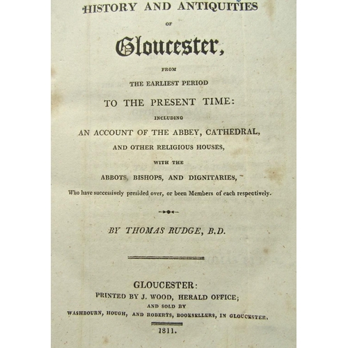 360 - Thomas Rudge - The History of Antiquities of Gloucester, illustrations and map, leather bound, 1811;... 