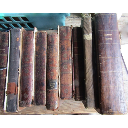 367 - A quantity of mainly 18th century leather and other bound books including odd volumes, Chambers Book... 