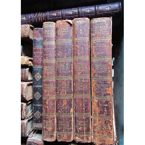 368 - A quantity of mainly 18th century leather bound works including odd volumes, local agriculture, Bosw... 