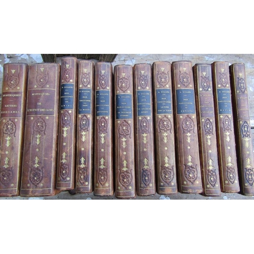 443 - Roman Rollans - ten volumes, leather bindings, Charles-Louis Montesquieu, two volumes, leatherbound