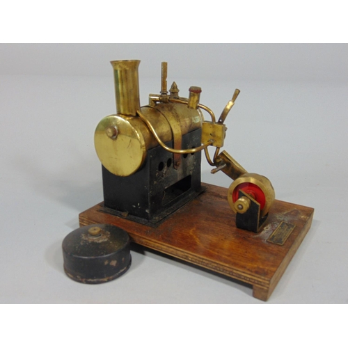 234 - Model Steam Engine by Mersey Model Co LTD, Horizontal stationary type, mounted on plinth, in origina... 