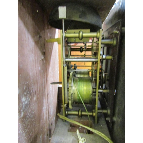 2135 - A Georgian longcase clock enclosing a square brass sidal with subsidiary secondary dial and eight da... 