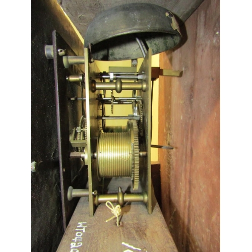 2135 - A Georgian longcase clock enclosing a square brass sidal with subsidiary secondary dial and eight da... 