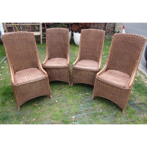 1671 - A set of four contemporary wicker high back conservatory chairs with swept frames