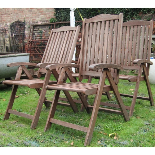 1682 - A set of four Ferman contemporary teak folding garden armchairs with slatted seats and backs