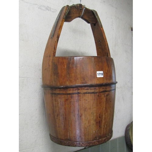 1719 - A Chinese well bucket with metal fittings (recently used as a log basket)