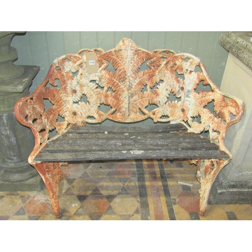 1720 - A small but heavy Coalbrookdale design cast iron two seat fern pattern garden bench with weathered t... 