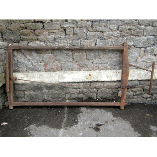 1724 - A 19th century pit saw with chamfered pine framework