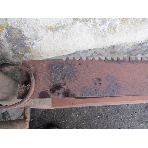 1724 - A 19th century pit saw with chamfered pine framework