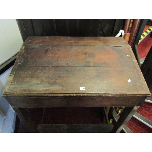 1755 - A stained pine clerks desk and combined stand with hinged sloping lid and vacant interior, circa 190... 