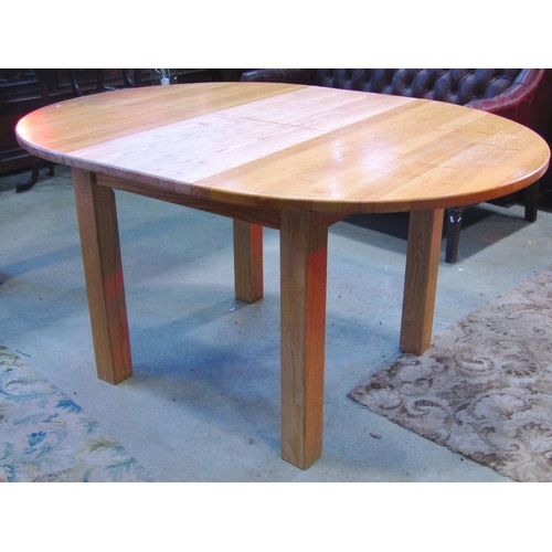 1894 - A contemporary light oak D-end pull-out extending dining table, with single additional bi-fold leaf,... 