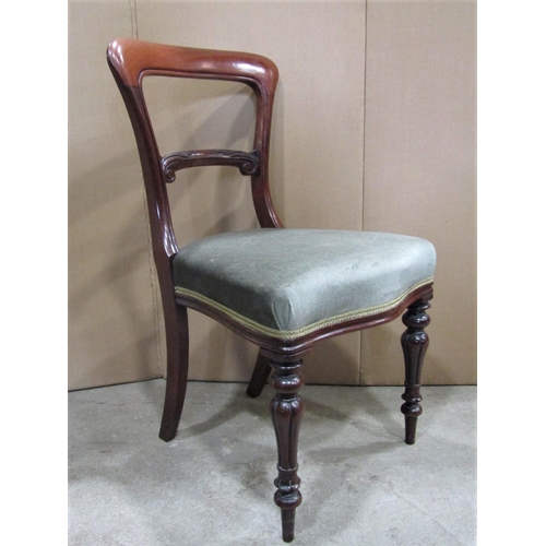 1816 - A set of four Victorian mahogany balloon-back dining chairs with scrolled splats, upholstered seats ... 