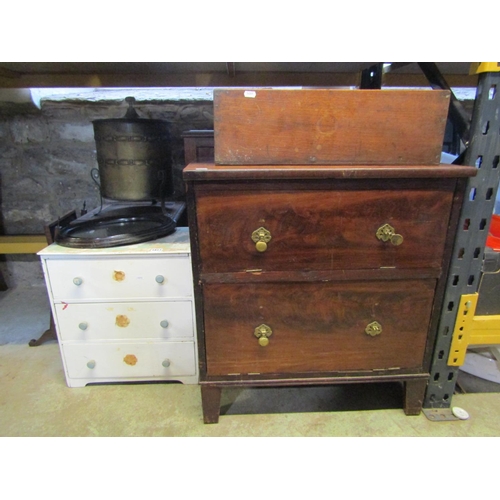 1817 - A small painted pine chest of three long drawers, a Georgian style toilet mirror, an Edwardian restr... 