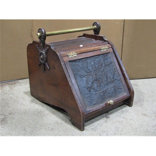 1835 - An Edwardian walnut dressing table together with a timber lathe and steel banded dome top trunk, a l... 