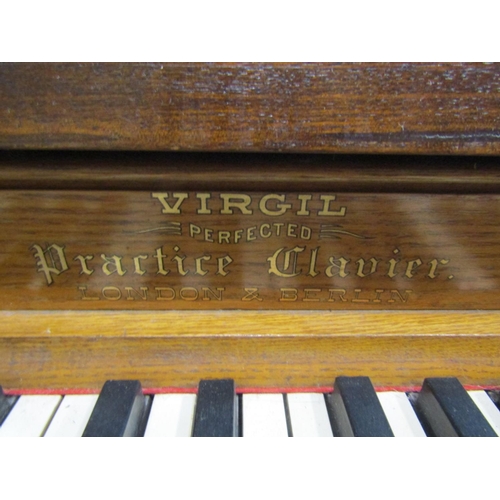 1836 - A Vergil Perfected practise clavier London & Berling, oak cased and raised on folding square tapered... 