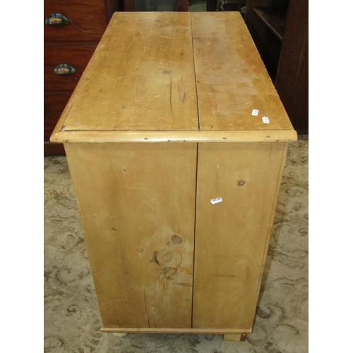 1846 - A small Victorian stripped and waxed pine bedroom chest of two short over two long drawers on turned... 