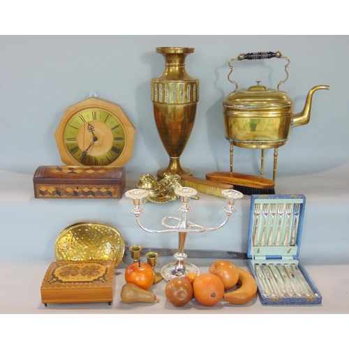 1426 - Two boxes of various miscellaneous items to include   various metal wares to include a desk standish... 