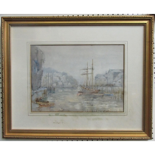2204 - Attributed to Walter Frank Kelsey (British 1887 - 1930) - Looe Harbour, Cornwall, watercolour on pap... 