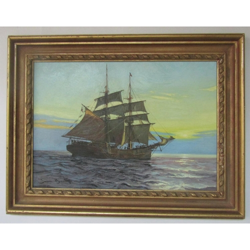 2205 - James Brereton (British B.1941) - The Unicorn at Sunset (marine scene) oil on canvas, signed, with l... 